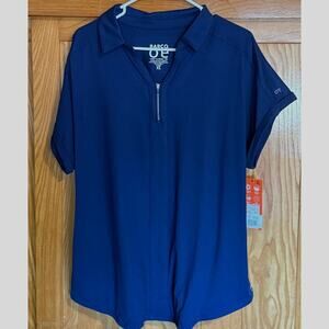NWT Barco One Engage Knit Zip-Neck Scrub Top XL Indigo